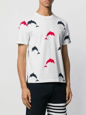 Thom Browne dolphin print t-shirt white men's size M